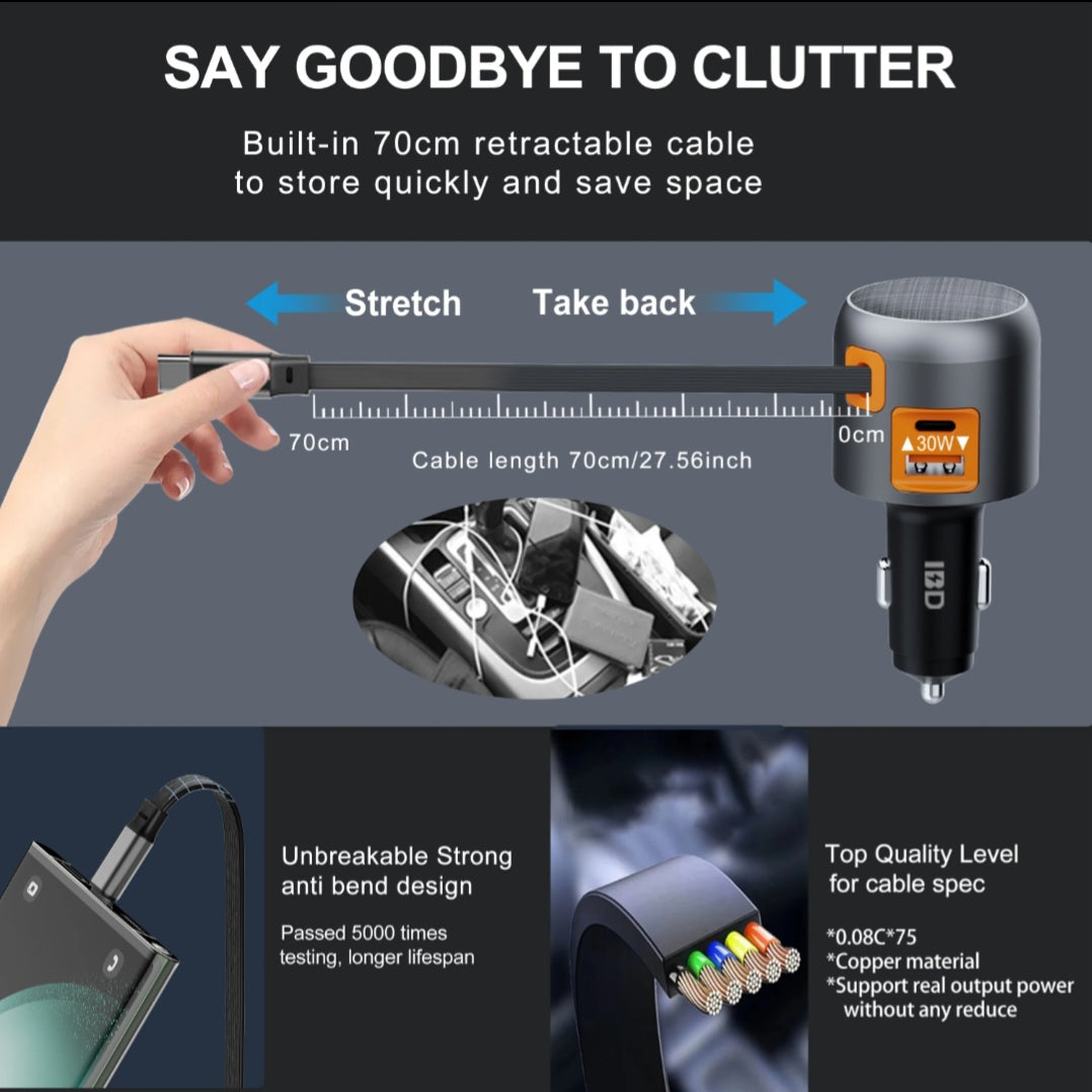 Retractable car charger