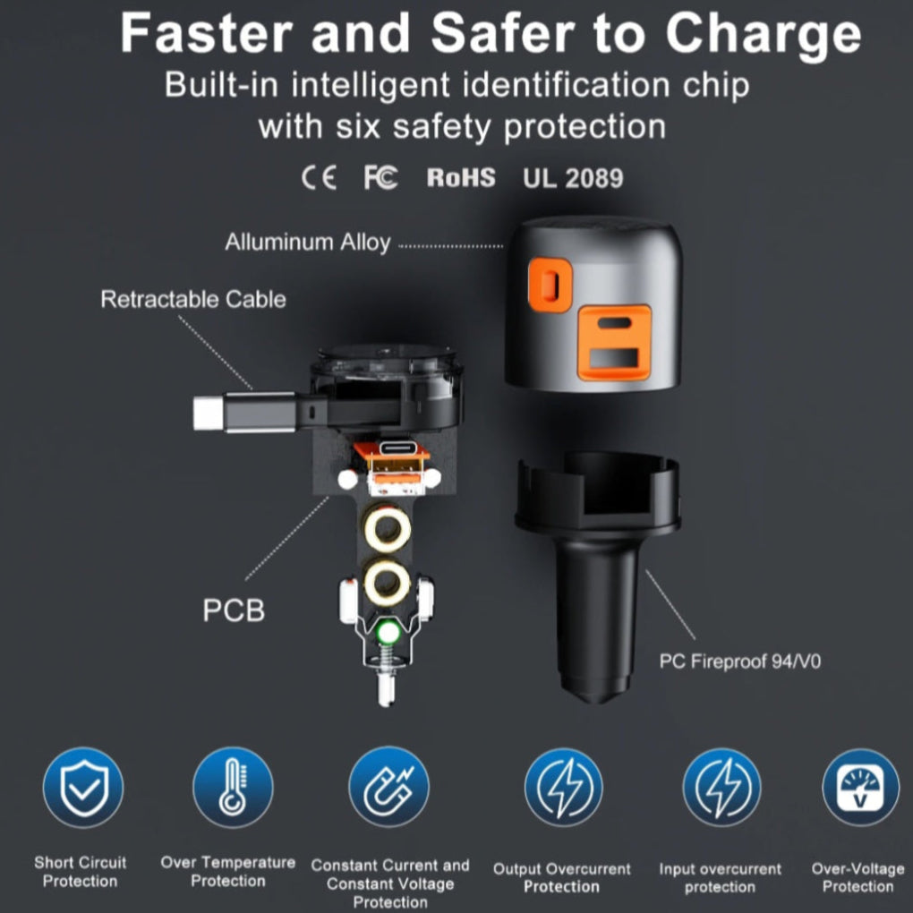 Retractable car charger